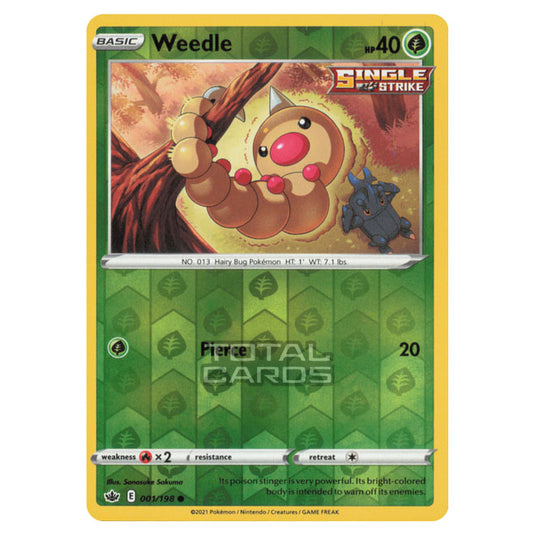 Pokemon - Sword & Shield - Chilling Reign - Weedle - 001/198 - (Reverse Holo)