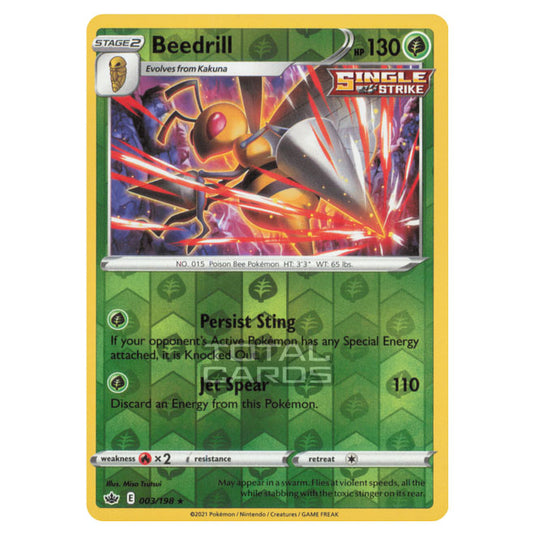 Pokemon - Sword & Shield - Chilling Reign - Beedrill - 003/198 - (Reverse Holo)