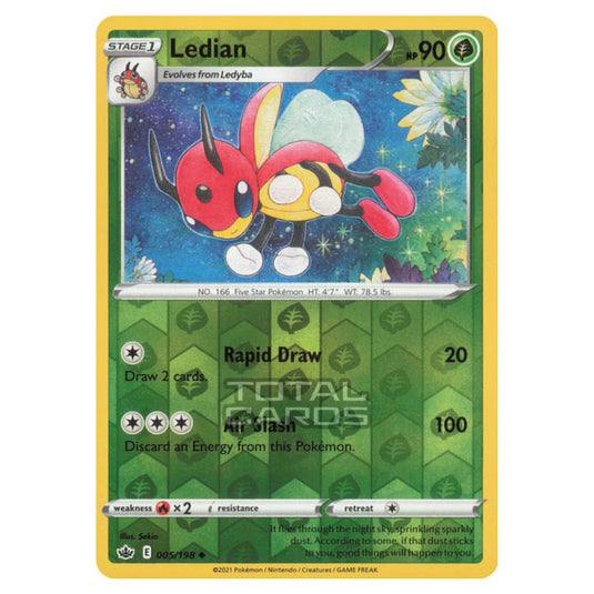 Pokemon - Sword & Shield - Chilling Reign - Ledian - 005/198 - (Reverse Holo)