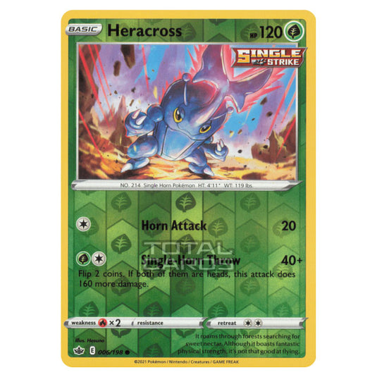 Pokemon - Sword & Shield - Chilling Reign - Heracross - 006/198 - (Reverse Holo)