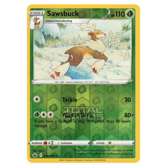 Pokemon - Sword & Shield - Chilling Reign - Sawsbuck - 012/198 - (Reverse Holo)