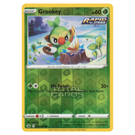 Pokemon - Sword & Shield - Chilling Reign - Grookey - 016/198 - (Reverse Holo)