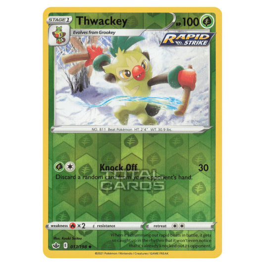 Pokemon - Sword & Shield - Chilling Reign - Thwackey - 017/198 - (Reverse Holo)