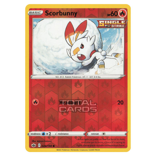 Pokemon - Sword & Shield - Chilling Reign - Scorbunny - 026/198 - (Reverse Holo)