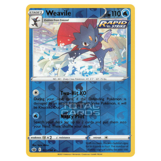 Pokemon - Sword & Shield - Chilling Reign - Weavile - 031/198 - (Reverse Holo)