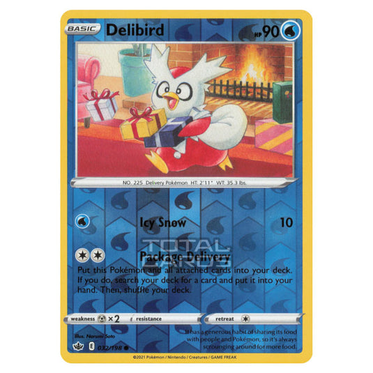 Pokemon - Sword & Shield - Chilling Reign - Delibird - 032/198 - (Reverse Holo)