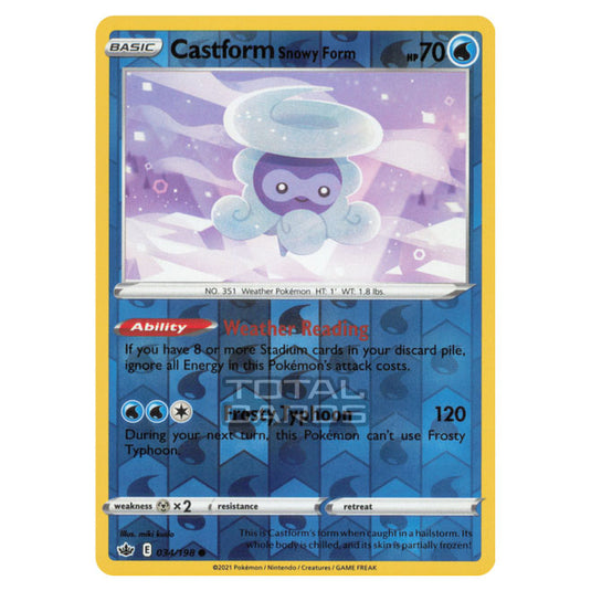 castform snowy form pokemon card value Pokemon - Sword & Shield - Chilling Reign - Castform Snowy Form - 034/198