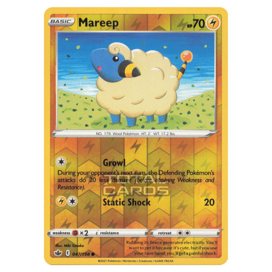 Pokemon - Sword & Shield - Chilling Reign - Mareep - 047/198 - (Reverse Holo)