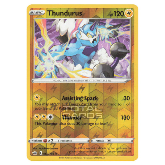 Pokemon - Sword & Shield - Chilling Reign - Thundurus - 052/198 - (Reverse Holo)