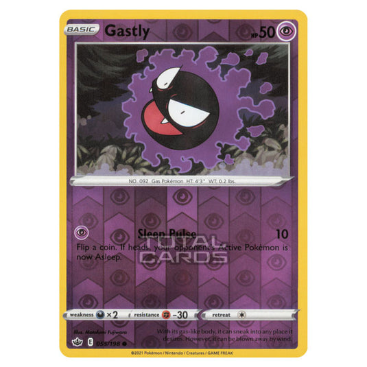 Pokemon - Sword & Shield - Chilling Reign - Gastly - 055/198 - (Reverse Holo)