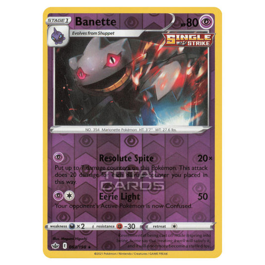 Pokemon - Sword & Shield - Chilling Reign - Banette - 063/198 - (Reverse Holo)