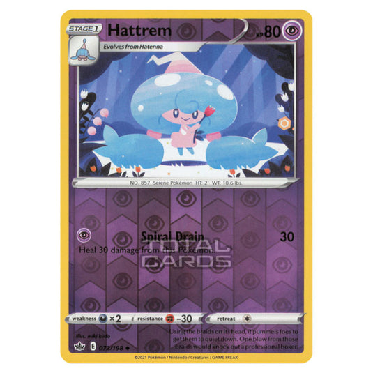 Pokemon - Sword & Shield - Chilling Reign - Hattrem - 072/198 - (Reverse Holo)