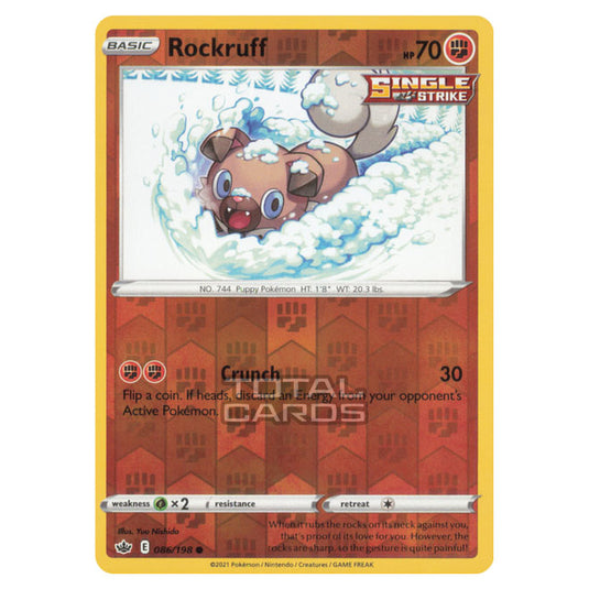 Pokemon - Sword & Shield - Chilling Reign - Rockruff - 086/198 - (Reverse Holo)