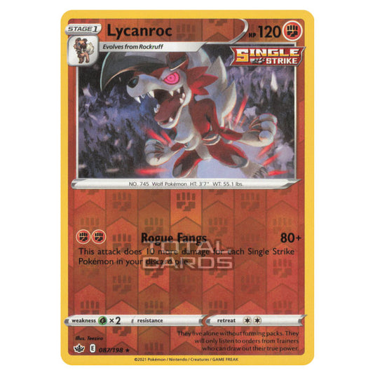 Pokemon - Sword & Shield - Chilling Reign - Lycanroc - 087/198 - (Reverse Holo)