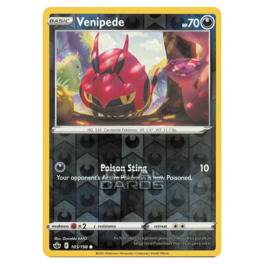 Pokemon - Sword & Shield - Chilling Reign - Venipede - 105/198 - (Reverse Holo)