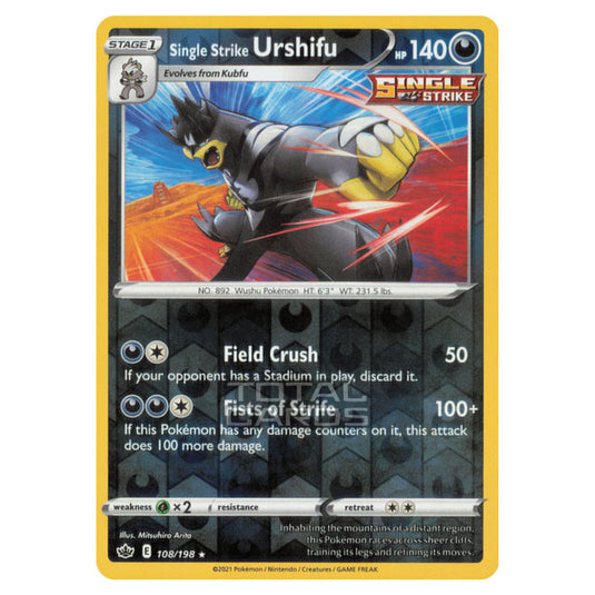 Pokemon - Sword & Shield - Chilling Reign - Single Strike Urshifu - 108/198 - (Reverse Holo)