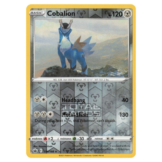 Pokemon - Sword & Shield - Chilling Reign - Cobalion - 114/198 - (Reverse Holo)