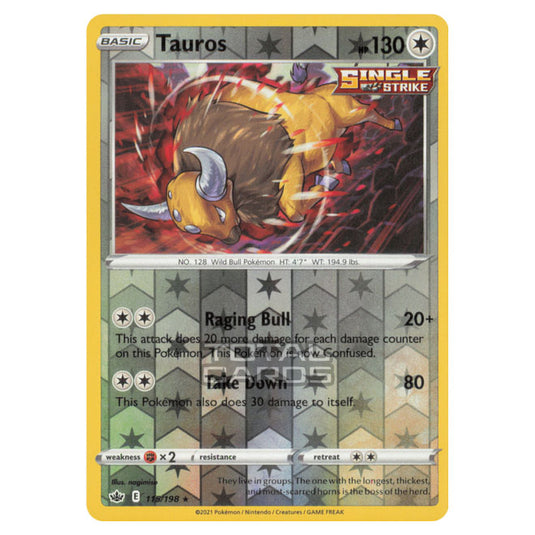 Pokemon - Sword & Shield - Chilling Reign - Tauros - 115/198 - (Reverse Holo)