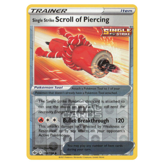 Pokemon - Sword & Shield - Chilling Reign - Single Strike Scroll of Piercing - 154/198 - (Reverse Holo)