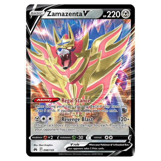 Pokemon - Sword & Shield - Crown Zenith - Zamazenta V - 98/159