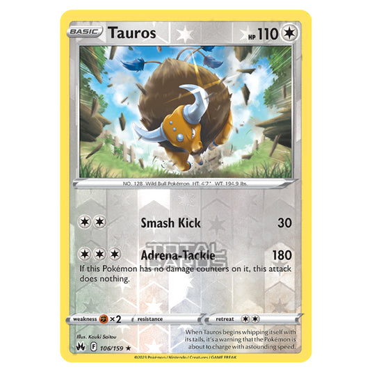 Pokemon - Sword & Shield - Crown Zenith - Tauros - 106/159 - (Reverse Holo)