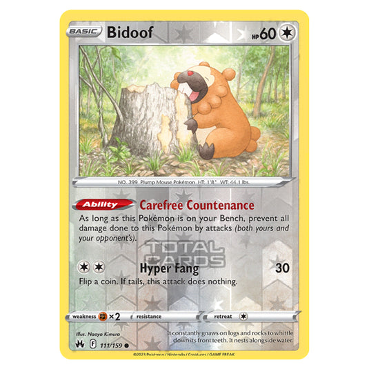 Pokemon - Sword & Shield - Crown Zenith - Bidoof - 111/159 - (Reverse Holo)