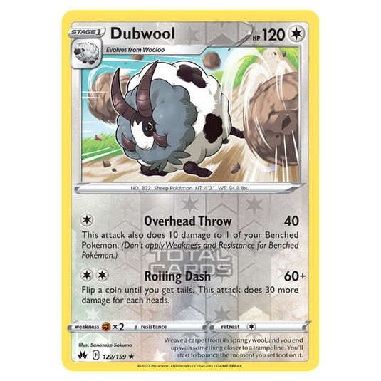 Pokemon - Sword & Shield - Crown Zenith - Dubwool - 122/159 - (Reverse Holo)