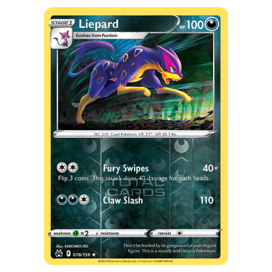 Pokemon - Sword & Shield - Crown Zenith - Liepard - 78/159 - (Reverse Holo)