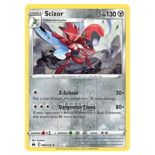 Pokemon - Sword & Shield - Crown Zenith - Scizor - 86/159 - (Reverse Holo)