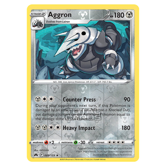 Pokemon - Sword & Shield - Crown Zenith - Aggron - 89/159 - (Reverse Holo)