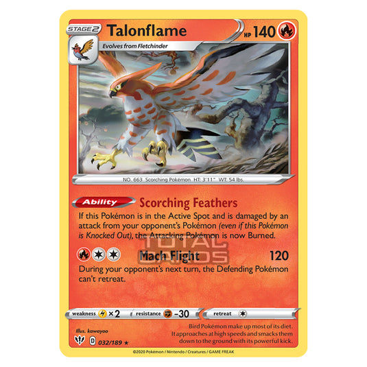 Pokemon - Sword & Shield - Darkness Ablaze - Talonflame - 032/189