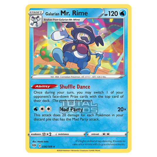 Pokemon - Sword & Shield - Darkness Ablaze - Galarian Mr. Rime - 036/189