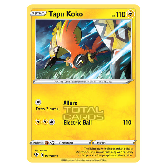 Pokemon - Sword & Shield - Darkness Ablaze - Tapu Koko - 061/189