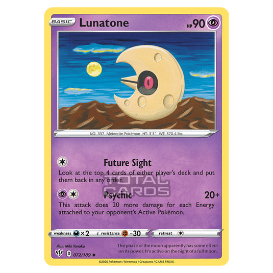 Pokemon - Sword & Shield - Darkness Ablaze - Lunatone - 072/189