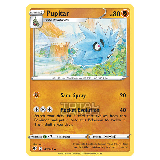 Pokemon - Sword & Shield - Darkness Ablaze - Pupitar - 087/189