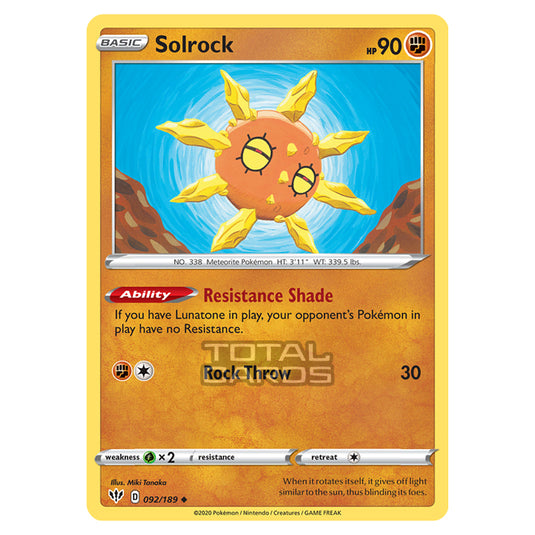 Pokemon - Sword & Shield - Darkness Ablaze - Solrock - 092/189