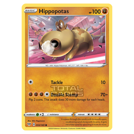 Pokemon - Sword & Shield - Darkness Ablaze - Hippopotas - 093/189