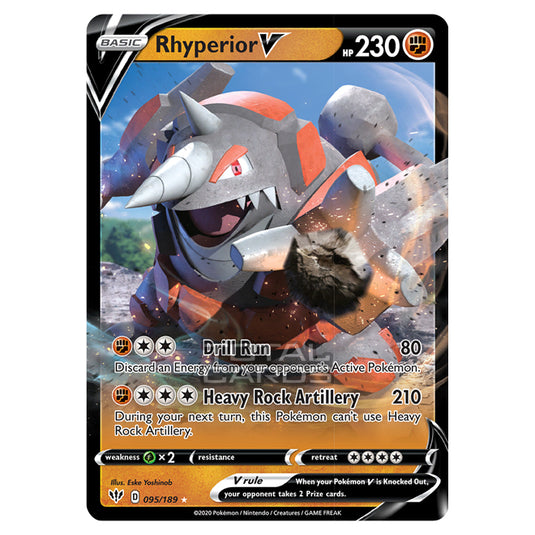 Pokemon - Sword & Shield - Darkness Ablaze - Rhyperior-V - 095/189 Pokemon - Sword & Shield - Darkness Ablaze - Rhyperior-V - 095/189