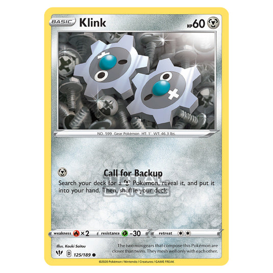 Pokemon - Sword & Shield - Darkness Ablaze - Klink - 125/189