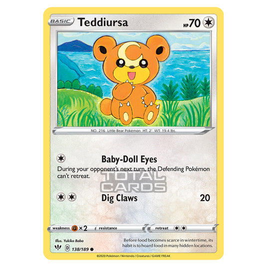 Pokemon - Sword & Shield - Darkness Ablaze - Teddiursa - 138/189