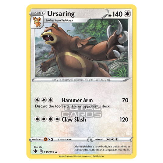 Pokemon - Sword & Shield - Darkness Ablaze - Ursaring - 139/189