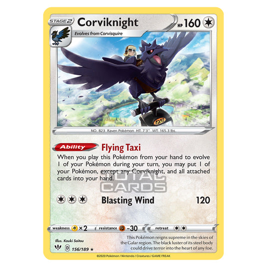 Pokemon - Sword & Shield - Darkness Ablaze - Corviknight - 156/189