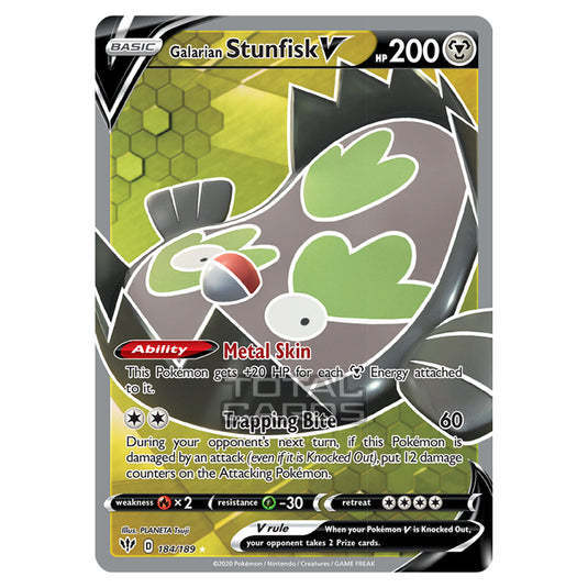 Pokemon - Sword & Shield - Darkness Ablaze - Galarian Stunfisk-V - 184/189