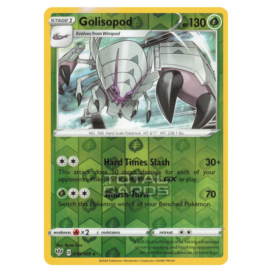 Pokemon - Sword & Shield - Darkness Ablaze - Golisopod - 018/189 - (Reverse Holo)