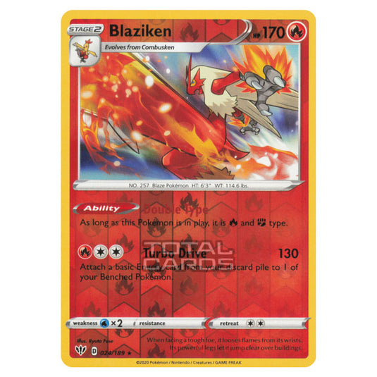 Pokemon - Sword & Shield - Darkness Ablaze - Blaziken - 024/189 - (Reverse Holo)