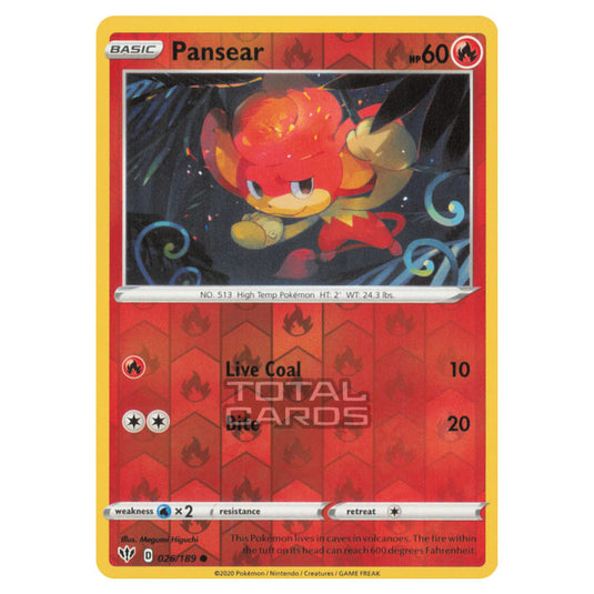 Pokemon - Sword & Shield - Darkness Ablaze - Pansear - 026/189 - (Reverse Holo)