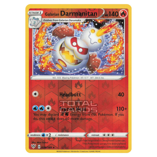 Pokemon - Sword & Shield - Darkness Ablaze - Galarian Darmanitan - 028/189 - (Reverse Holo)