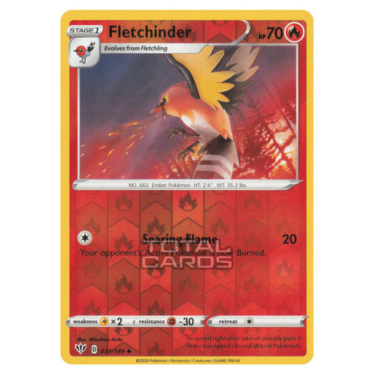 Pokemon - Sword & Shield - Darkness Ablaze - Fletchinder - 031/189 - (Reverse Holo)