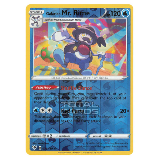 Pokemon - Sword & Shield - Darkness Ablaze - Galarian Mr. Rime - 036/189 - (Reverse Holo)