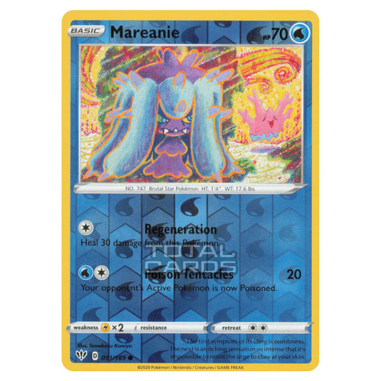 Pokemon - Sword & Shield - Darkness Ablaze - Mareanie - 051/189 - (Reverse Holo)